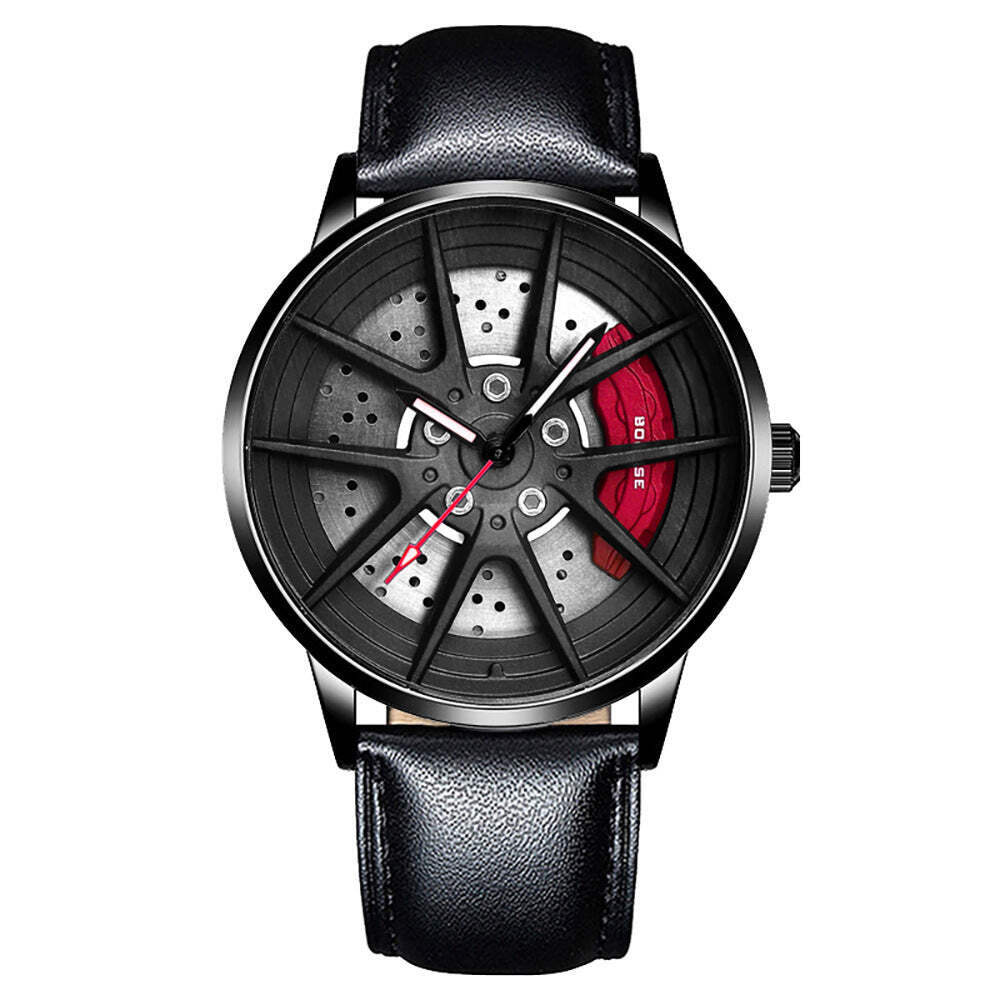 Men's Stylish Automatic Quartz Hub Watch with Genuine Leather Strap