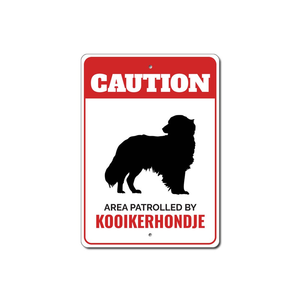 Patrolled By Kooikerhondje Caution Metal Sign Dog Kennel Pet Breed Canine K9 Paw