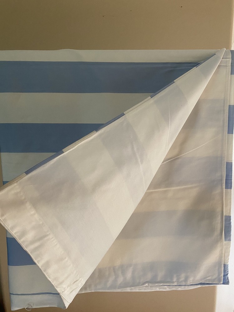 BOVI Striped Duvet Cover Sheet Queen Bedding Baby Blue White Cotton 86x86