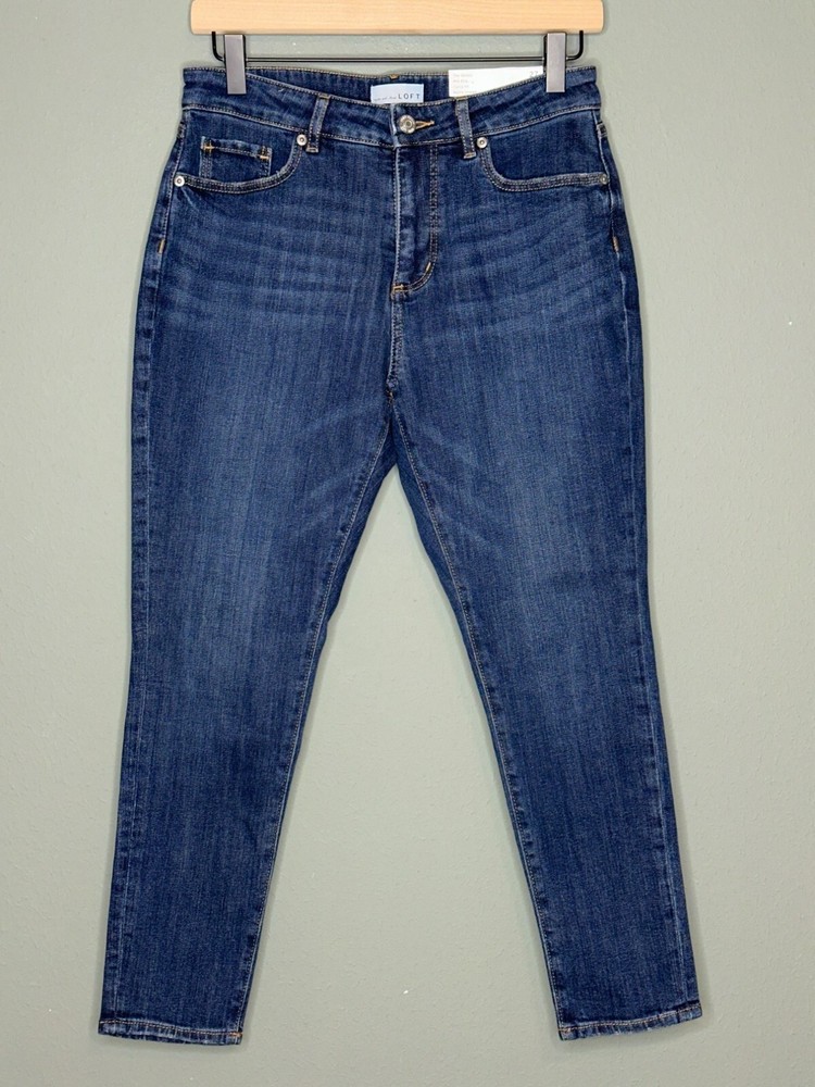 LOFT Women's 27 / 4 Petite Mid-Rise Skinny Curvy Dark Wash Jeans NWT