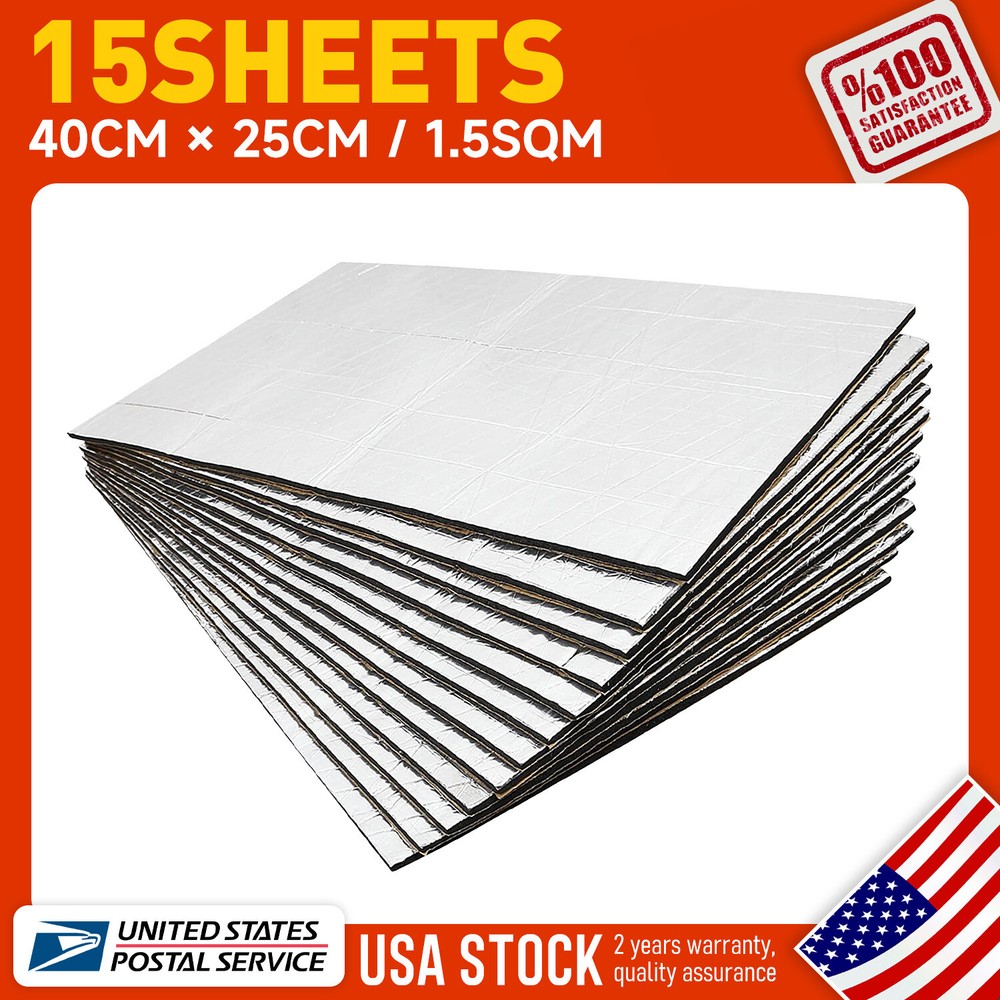 15pcs 16''X10'' Car Floor Sound Deadener Heat Shield Insulation Noise Reduce Mat