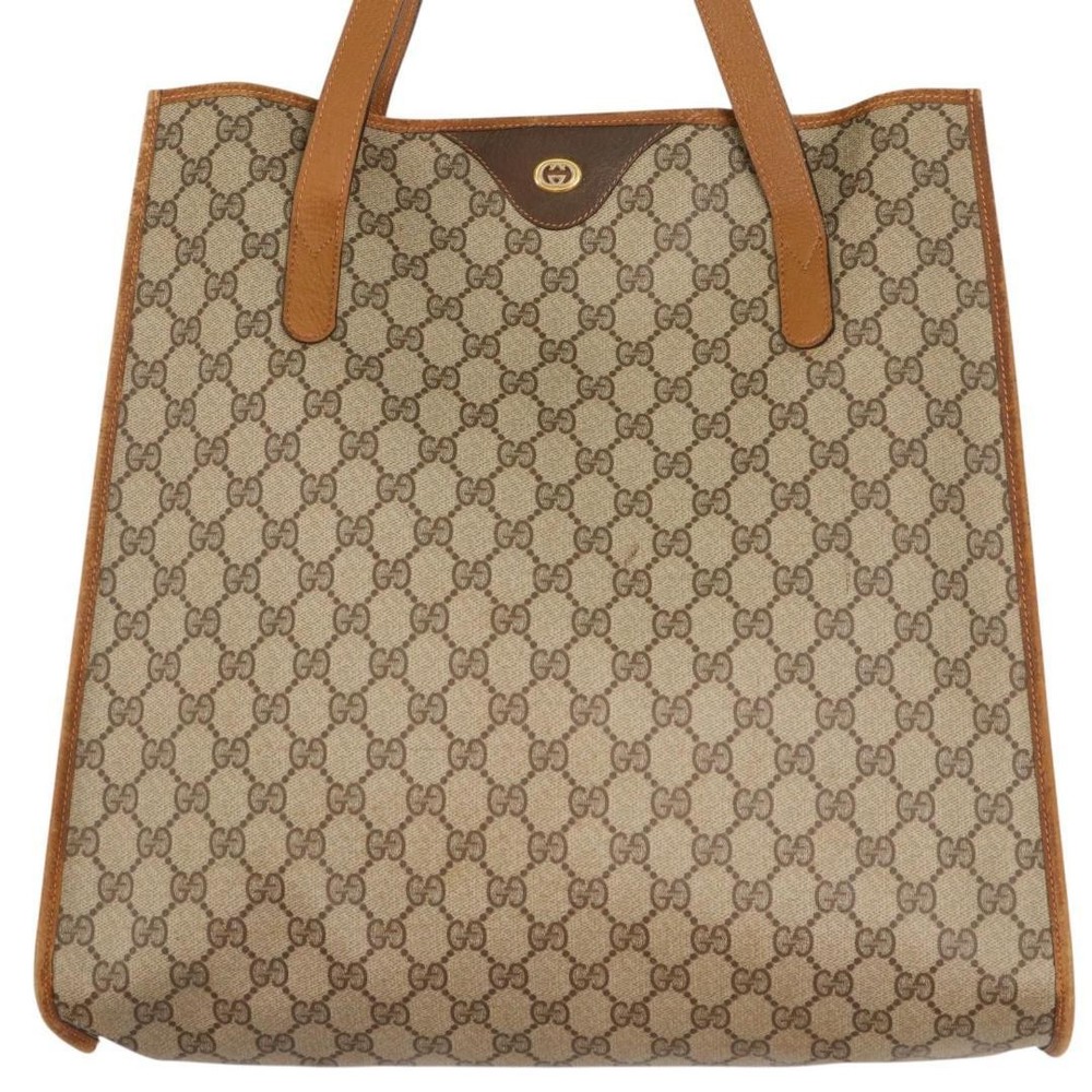 Vintage Gucci PVC Brown Tote Bag from Japan  