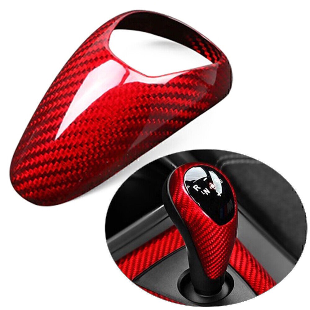 Red Carbon Fiber Interior Gear Shift Knob Cover Stickers Trim for BMW M3 M5