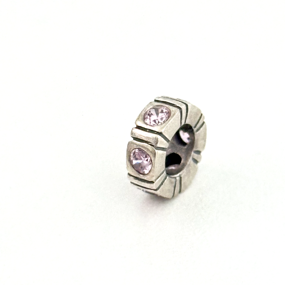 Pandora Retired Sterling Silver CZ Trinity Spacer Bead Pink
