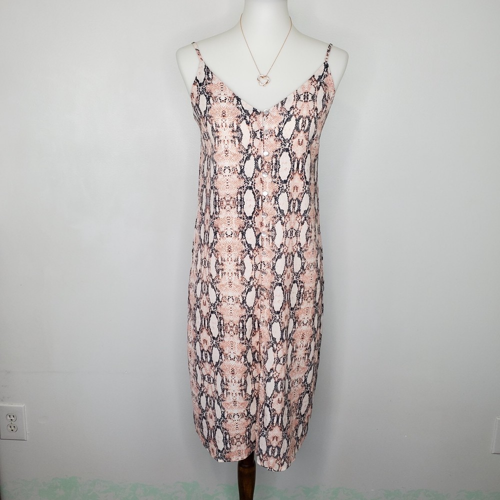 One Clothing Los Angeles Snakeskin Sleeveless Button Front Dress Size S