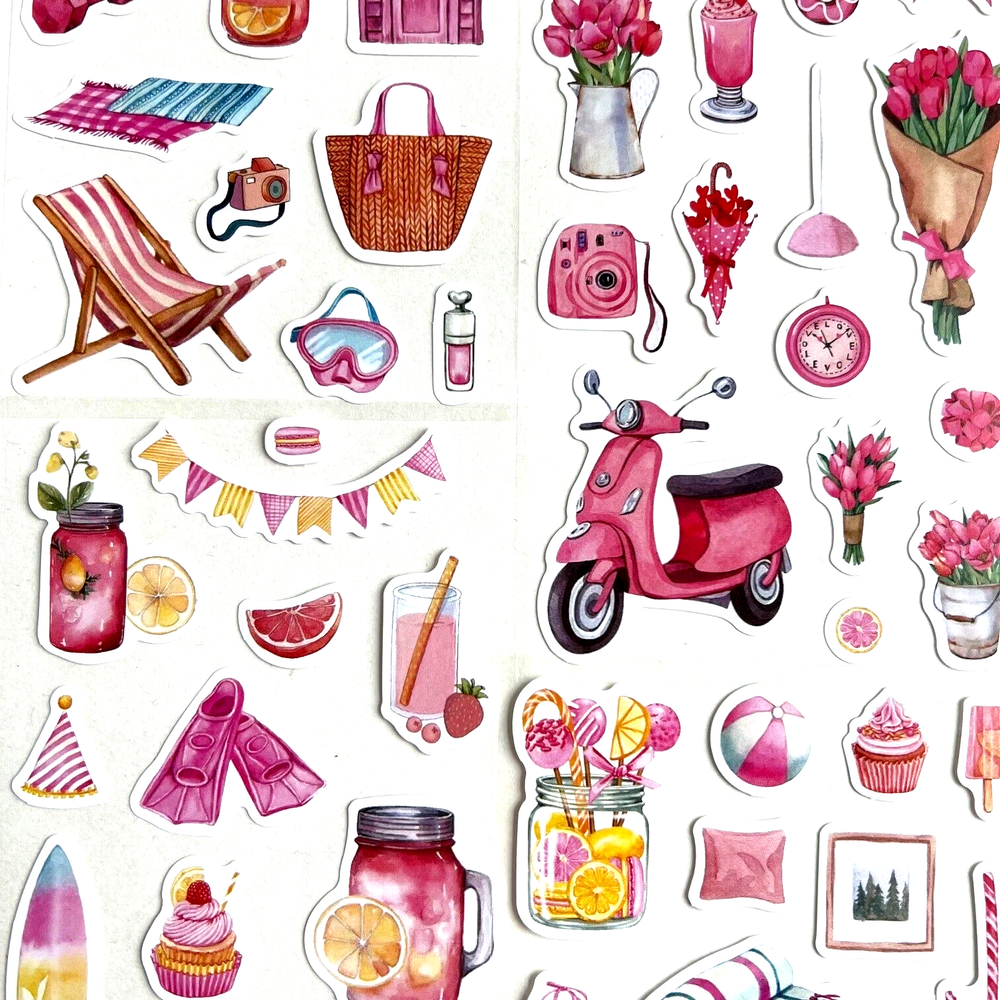Pink Travel Holiday Stickers Planners Scrapbooking Journaling Card Making