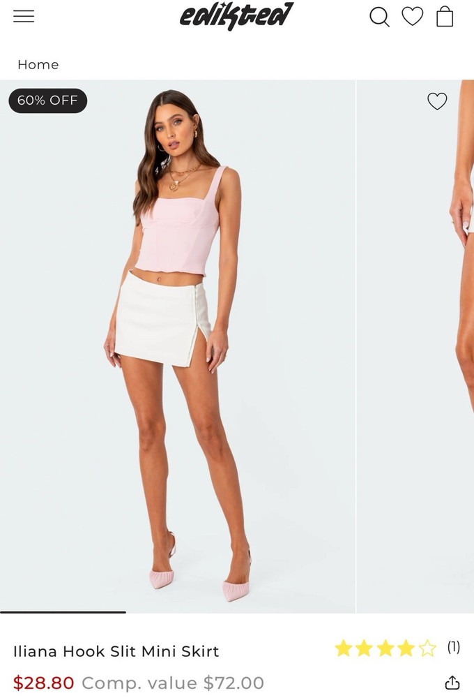 Edikted white side slip mini skirt with clasps size M NWT