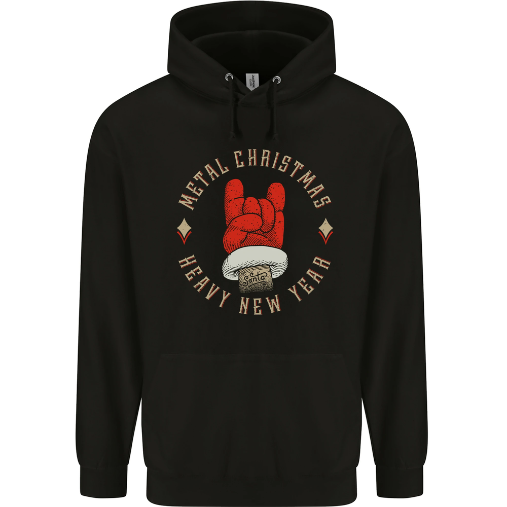 Metal Christmas Heavy Rock Music Guitar Mens 80% Cotton Hoodie