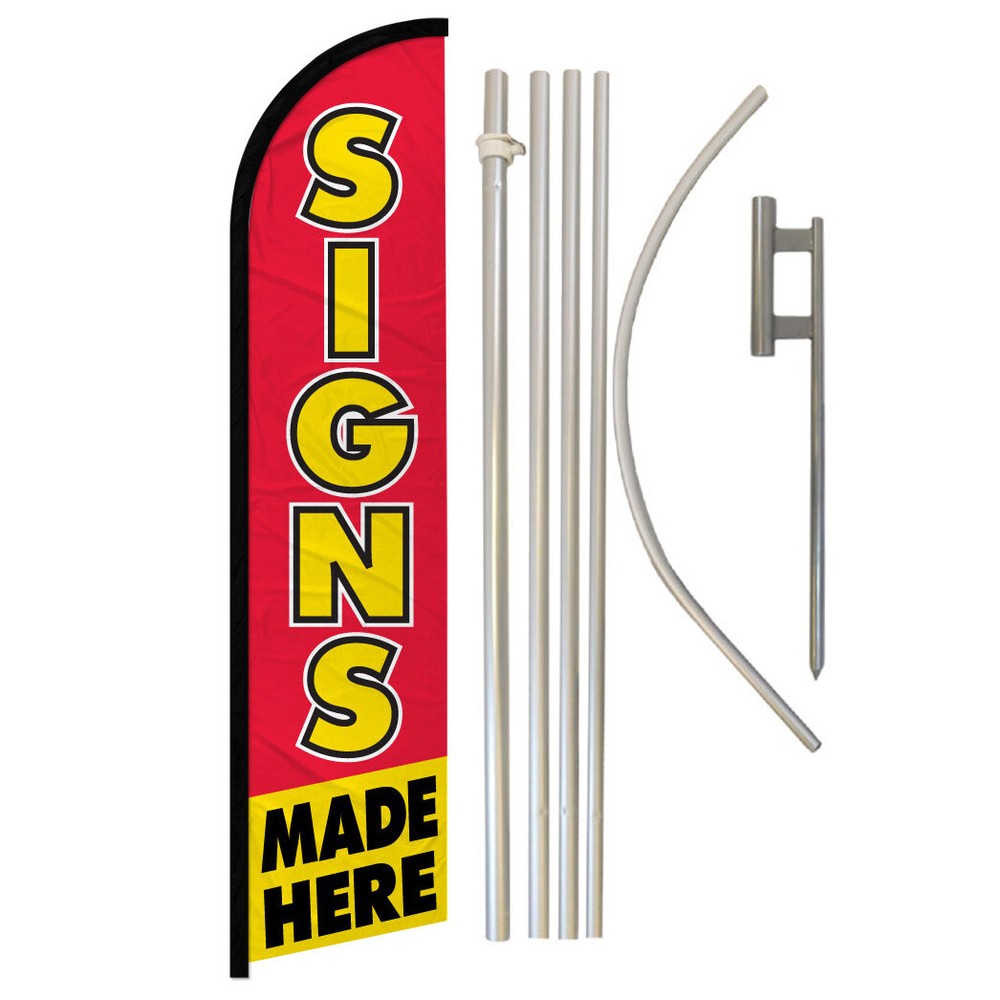 Full Curve Windless Swooper Flag & Pole Kit by Signs Made Here – Premium Custom Flags for Eye-Catching Displays