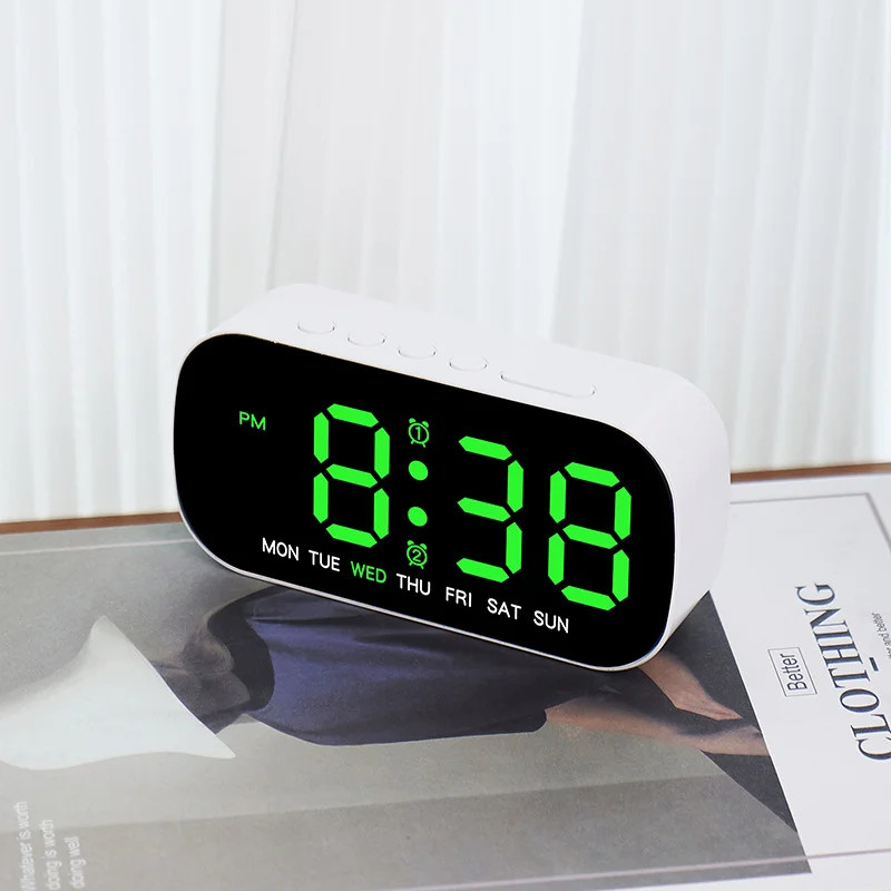 Digital Alarm Clock USBPowered Temperature Date Week Dual Alarm Night Mode Clock