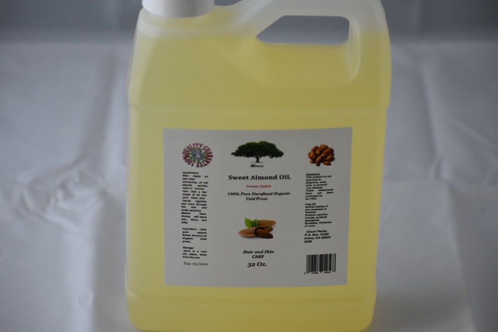 Pure Sweet Almond Oil 32oz Extra – Cold Pressed Natural Massage Limited Time-image
