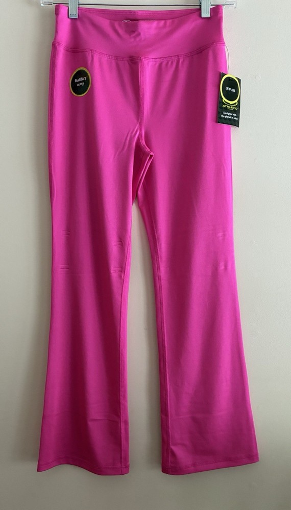 Athletic Works Kid Girls Solid Hot Pink Polyester Flare Leggings Electric Pink L