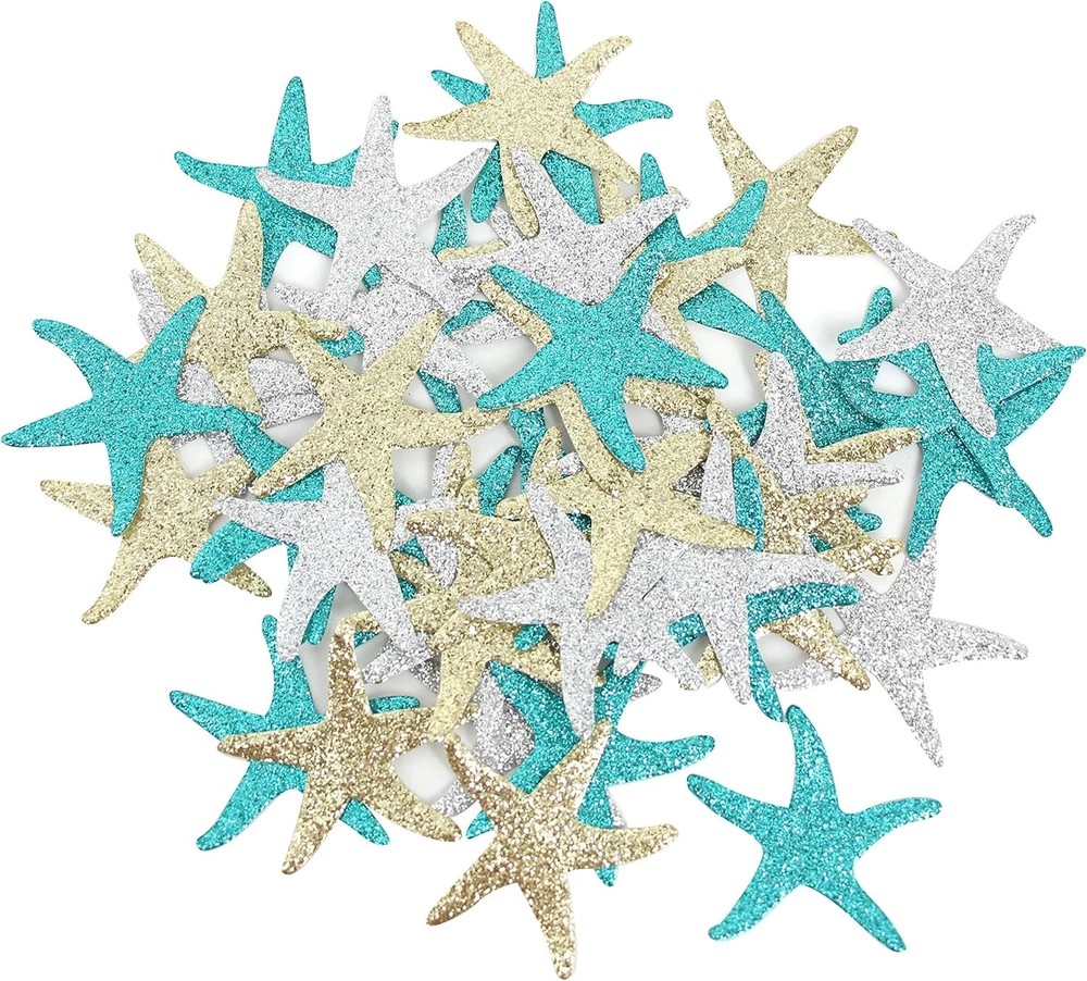 Glitter Paper Starfish Confetti for Birthday Party Table Scatter Beach Theme Par