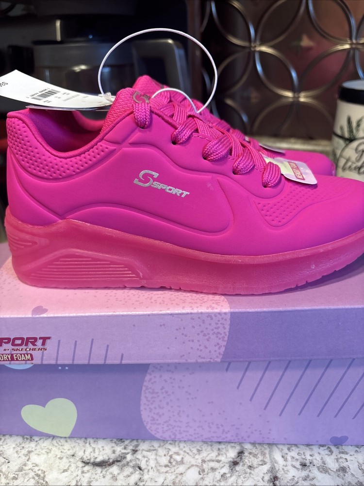 Skechers S Sport Conny Sneakers - Bright Pink- Girls size 1- NEW