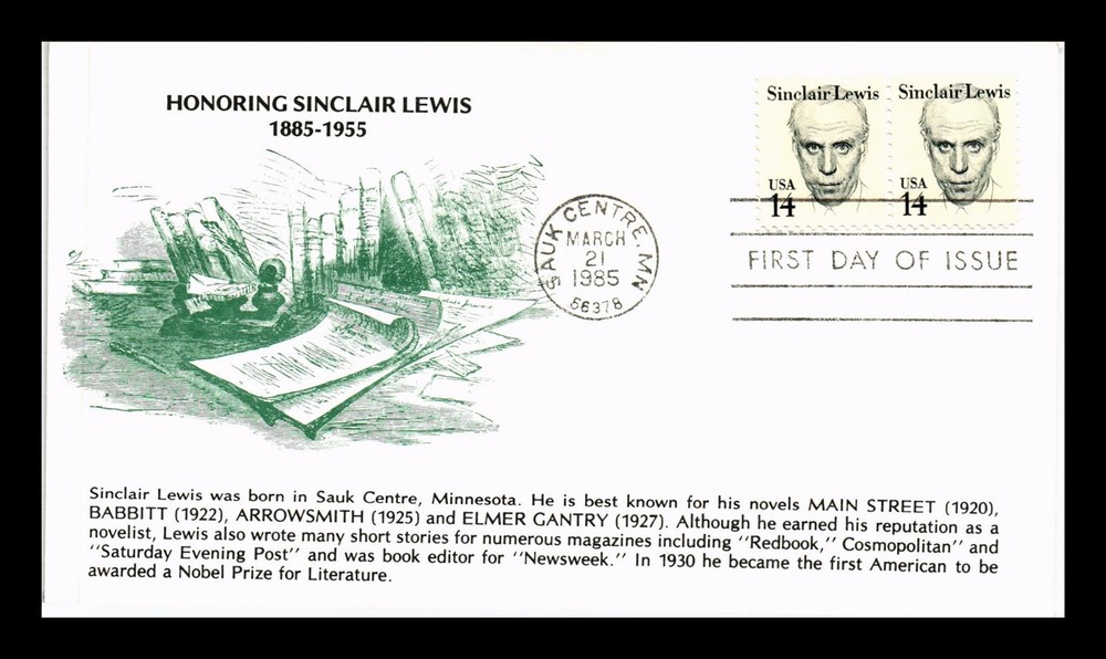 DR Jim Stamps US FDC Cover Sinclair Lewis Great Americans KMC Venture