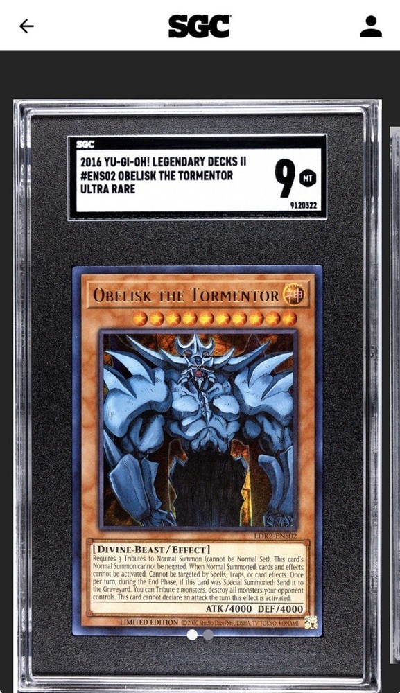 Obelisk The Tormentor Ultra Rare LDK2-ENS02 - Yu-Gi-Oh Legendary Decks 2