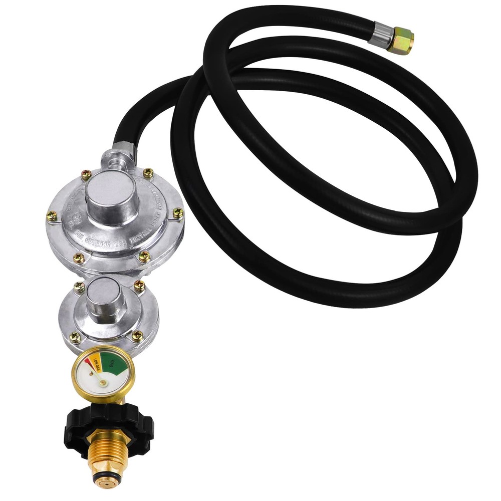 Azdele Upgraded Two Stage Propane Regulator with 5ft Hose and Gauge, Standard...