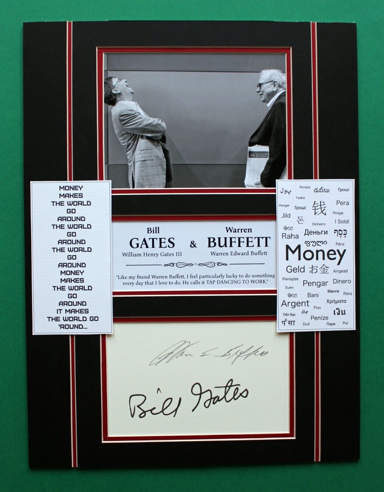 АВТОГРАФЫ БИЛЛА ГЕЙТСА И УОРРЕНА БУФФЕТА художественная выставка Just Billionaires