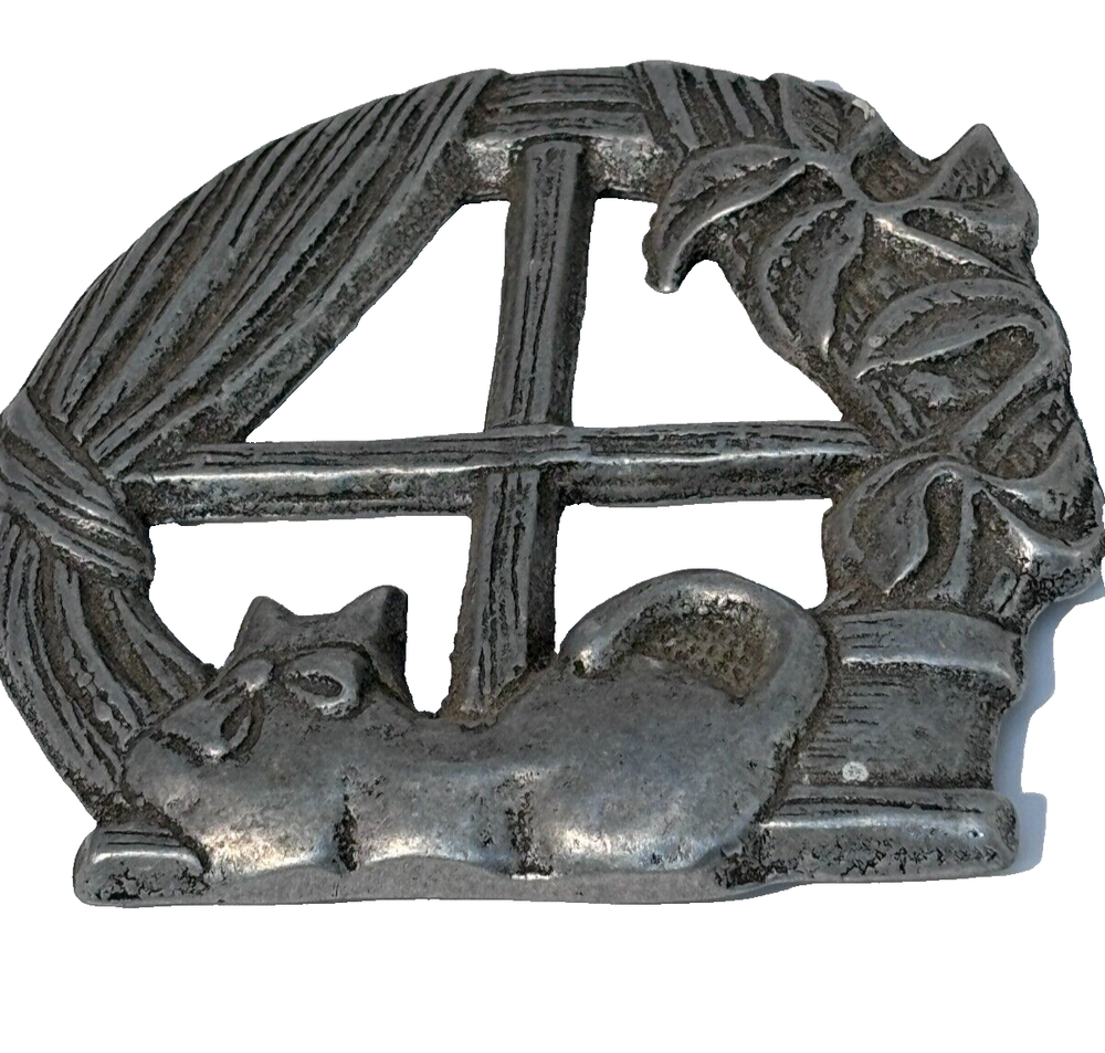 Hallmark Pewter Cat in Window Tree Ornament 3 Inch Kitten in Box