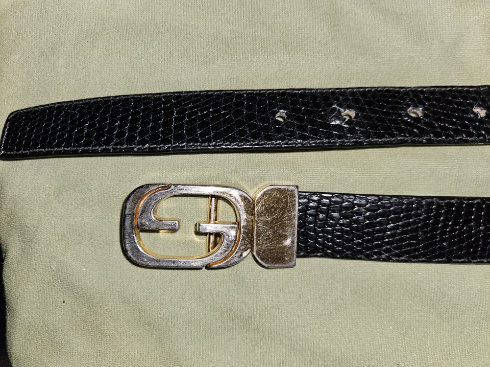GUCCI GG Buckle Belt Black Brown 38 Inch Made in Italy Authentic