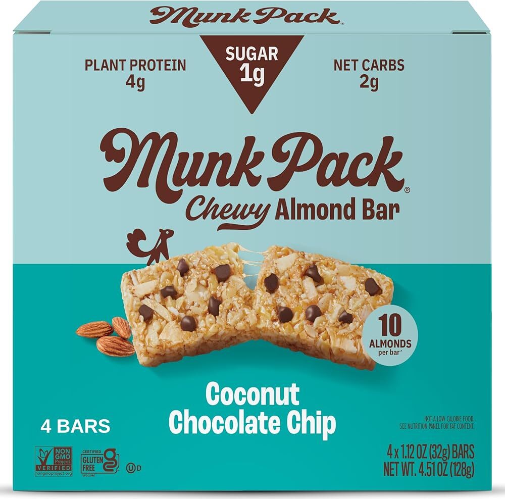 Munk Pack Keto Granola Bar Coconut Cocoa Chip, 1.12 Oz, 4 Ct