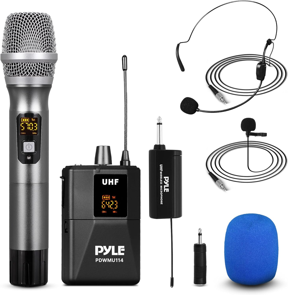 UHF Wireless Microphone System Kit - Portable Professional Cordless Microphone S