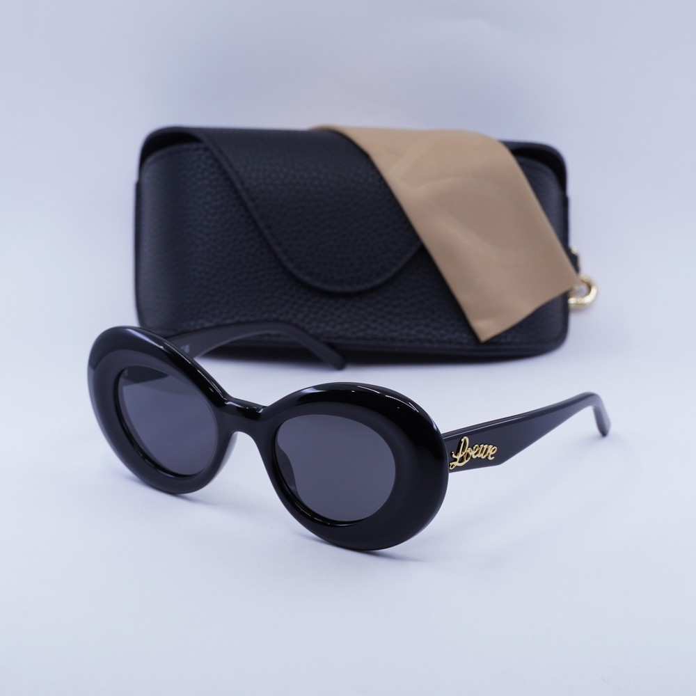 Loewe LW40112I 01A Shiny Black/Grey 47-21-140 Sunglasses New Authentic