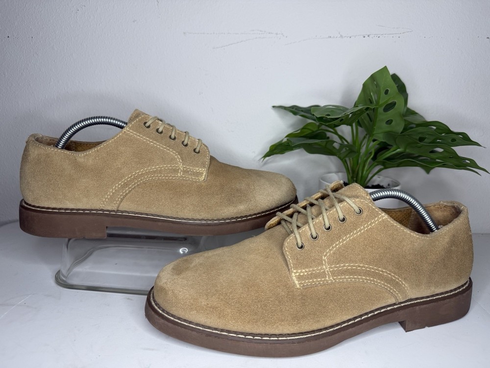 The Leather Collection Men's Size 10 W Lace Up Oxford Shoes, Light Brown