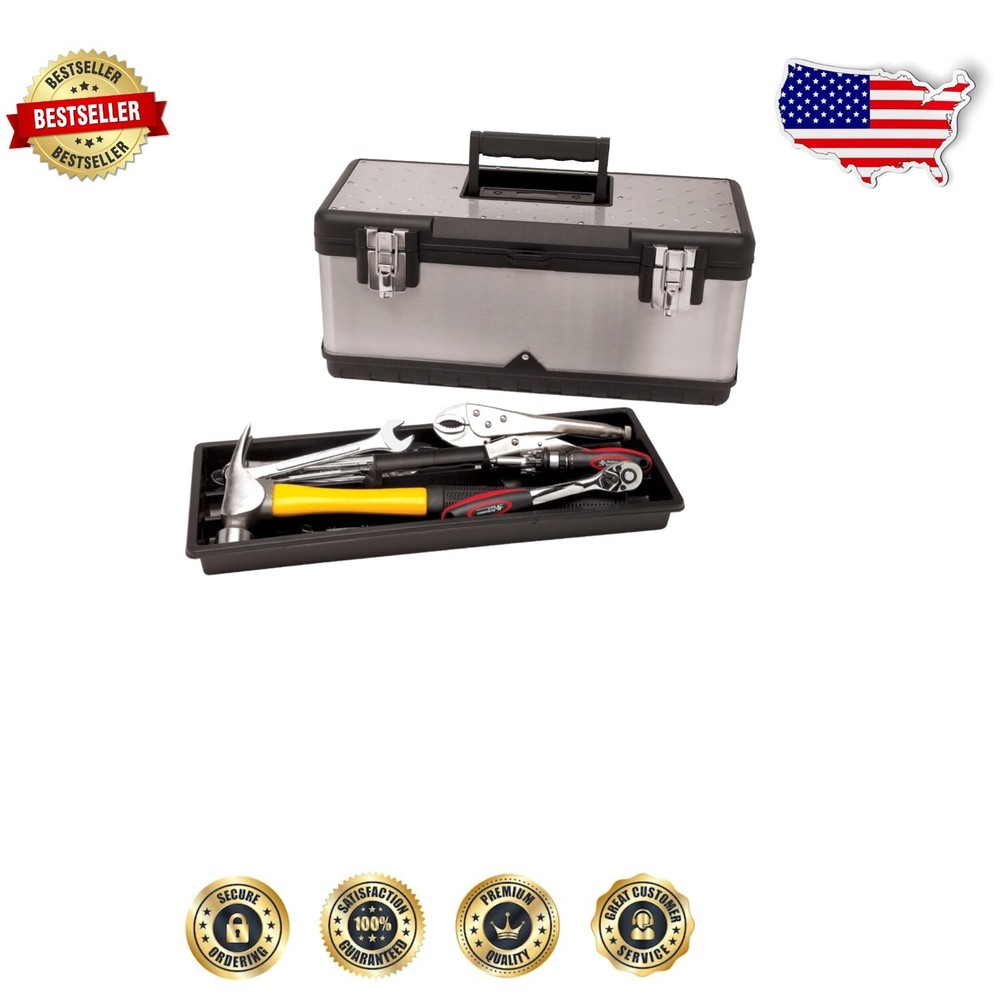 Heavy-Duty 20-Inch Steel Tool Box with Comfort Handle & Removable Tray