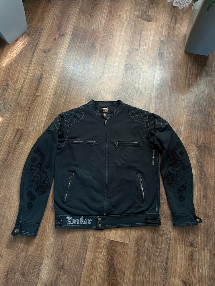 Ed Hardy Vintage Mens Distressed Leather Jacket Size L