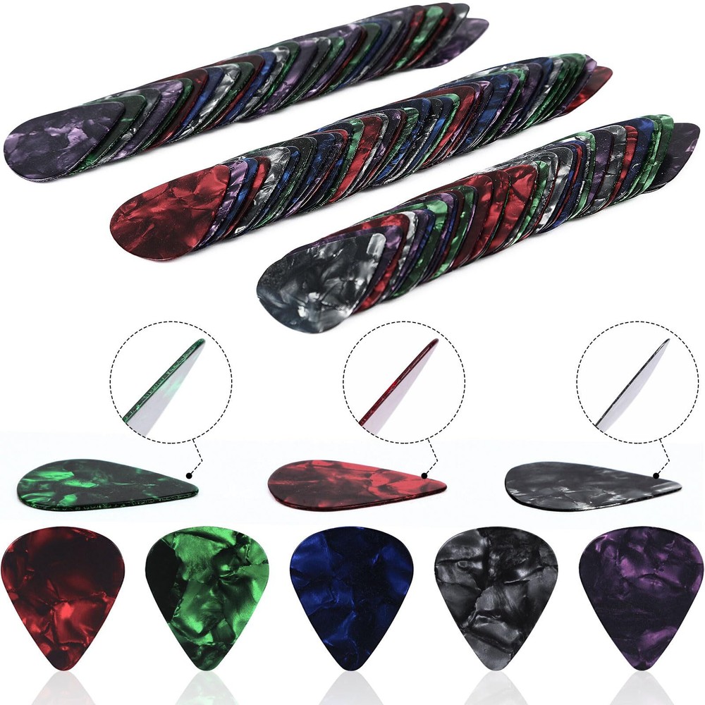 Guitar Picks, 150 Pack Premium Celluloid Guitar Pick Variety Pack with Organi...