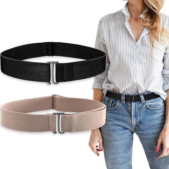 2Pcs No Show Stretch Belt for Women Invisible Elastic Belt Stretch Adjustable St