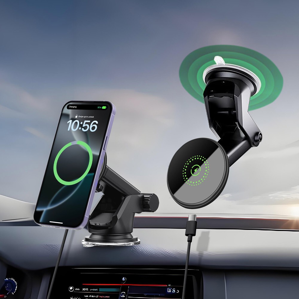 30W Magnetic Wireless Charger 2in1 Car Mount Bracket For iPhone 16 15 14 13 12