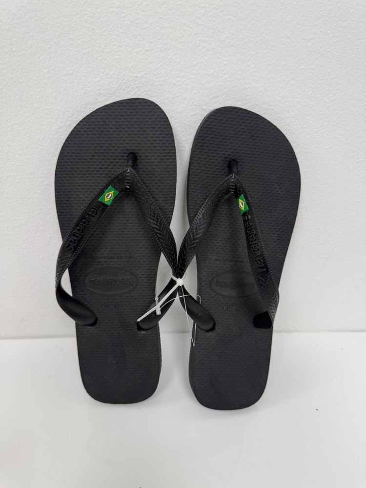 Havaianas Flip Flops Unisex Brazil Flag Black Size 11/12 W and 9/10 M