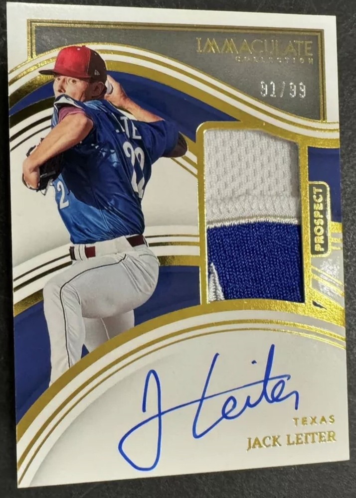 Jack Leiter Texas Rangers ROOKIE Patch Auto RARE 5 Colors 91/99 Texas STAR LOGO!