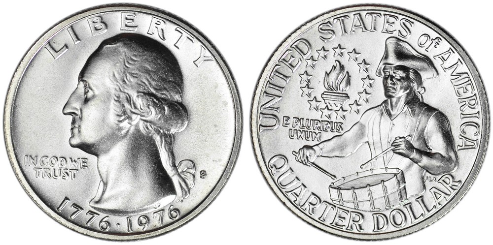 1976 S 25C BU 40% Silver Washington Bicentennial Quarter