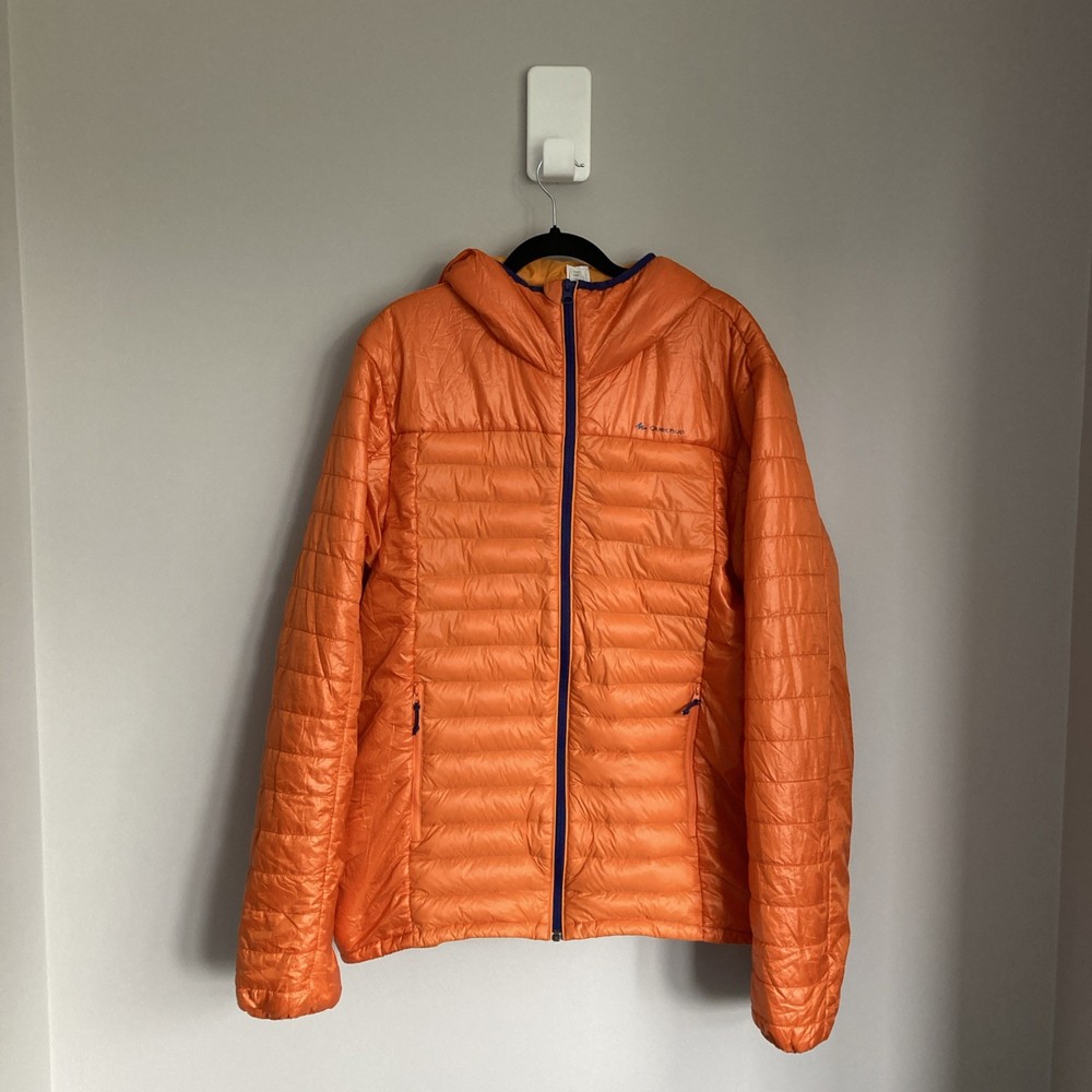 Quechua Mens XL Orange Lightweight Packable Insulated Puffer Jacket