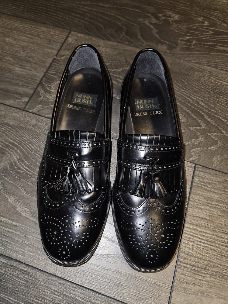 Nunn Bush Dress Flex Men’s 9M Black Leather Loafers W/ Tassel Dress Shoes