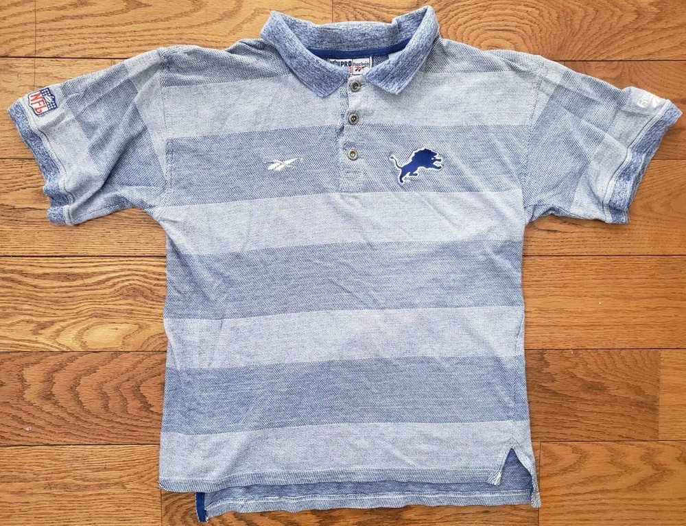 Vintage Detroit Lions Reebok Golf Pro Line Polo Shirt Blue Sz S/M 90s JARED GOFF