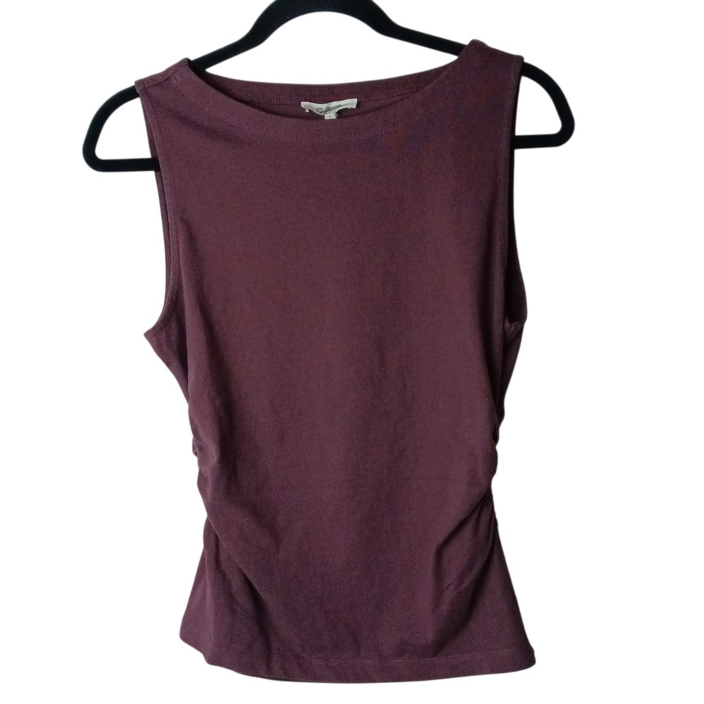 NWT Madewell Cinched Crewneck Tank Dark Fig Small Purple