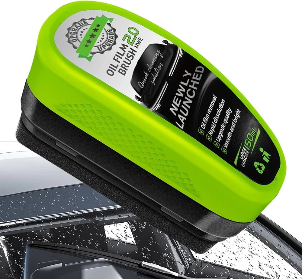 2025 New Automotive Oil Film Cleaning Brush, Clear Vision Glass Cleaner,