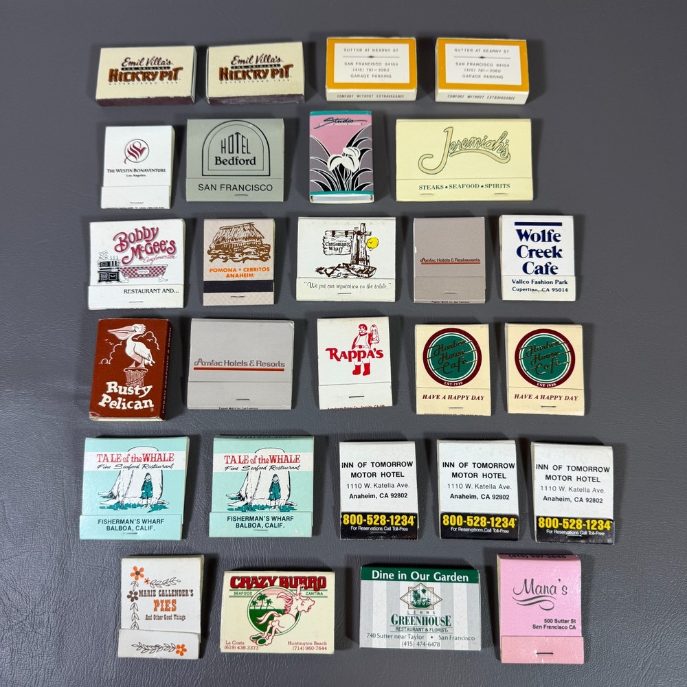 VTG Lot of 27 Matchbooks Unstruck USA California San Francisco Anaheim Pomona