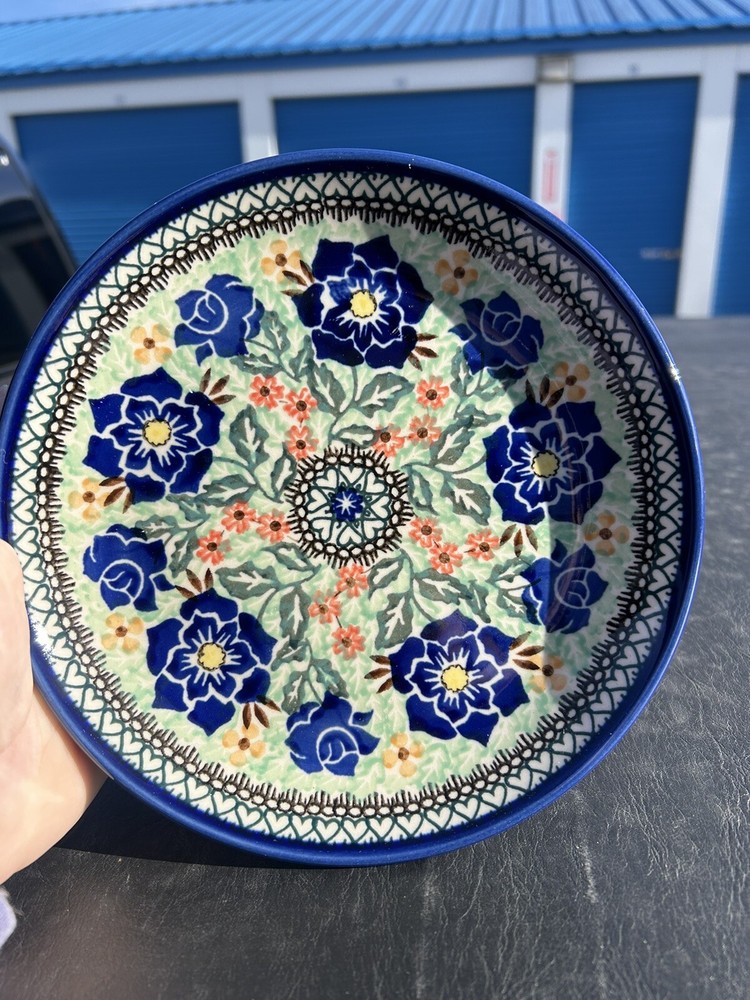 Unikat Boleslawiec polish Floral Handmade pottery dinner plate 8 Inch New