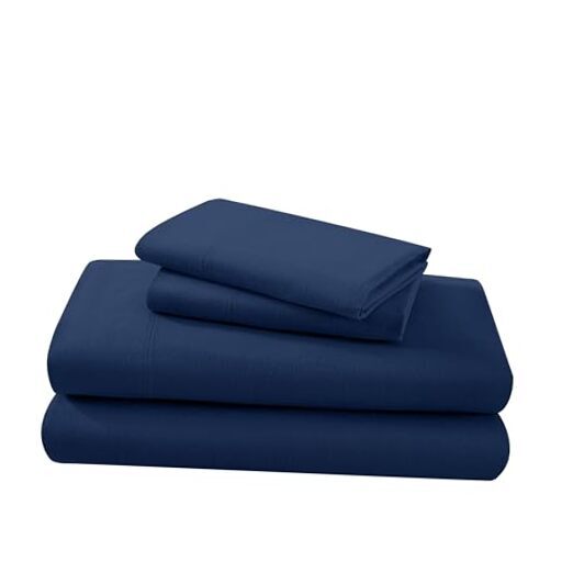Soft Heavyweight 100% Cotton Flannel Sheet Set Queen Dark Blue
