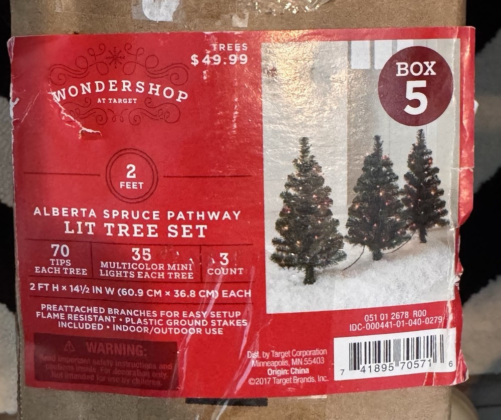 Wondershop Pre-Lit Pathway 2’ Christmas Trees Alberta Spruce Set of 3 New 2017