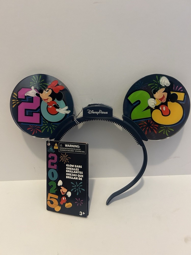 Disney World 2025 Glow Lanyard and Light-Up Mickey Minnie Ears Headband Set