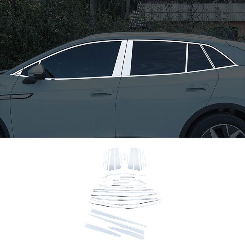 Fit For VW ID.4 2021-2023 Silver Titanium Windows Strip Sill Molding Cover Trim