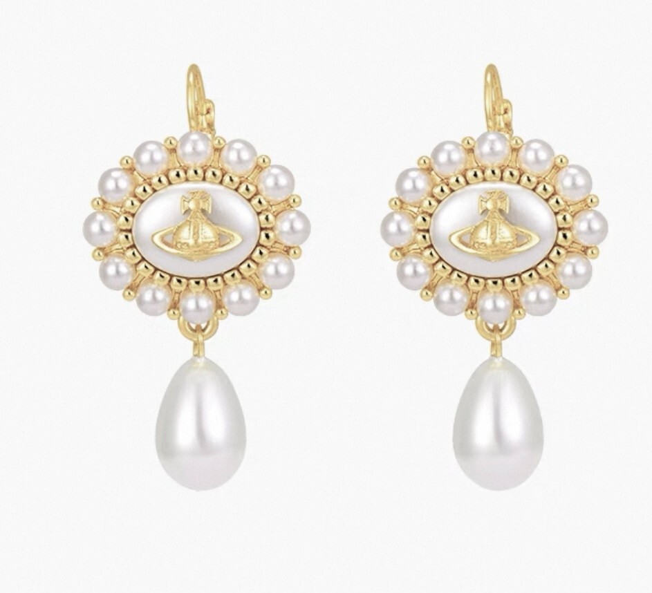 Vivienne Westwood Amaya Baroque Pearl Drop Victoria Earrings New In Box