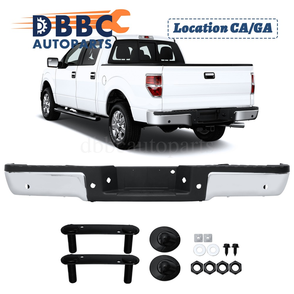 Fit For 2009-2014 Ford F150 Truck Chrome Complete Rear Steel Bumper Assembly