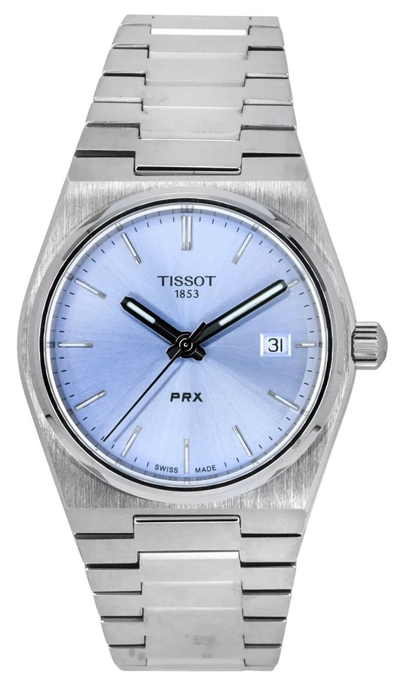 Tissot PRX Quartz Ladies Watch Light Blue Dial 35100 New with Box